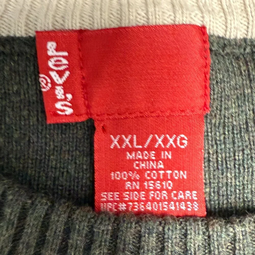 Men's LEVI'S‎ Pullover Crew Neck Long Sleeve Sweater Green- Size XXL
